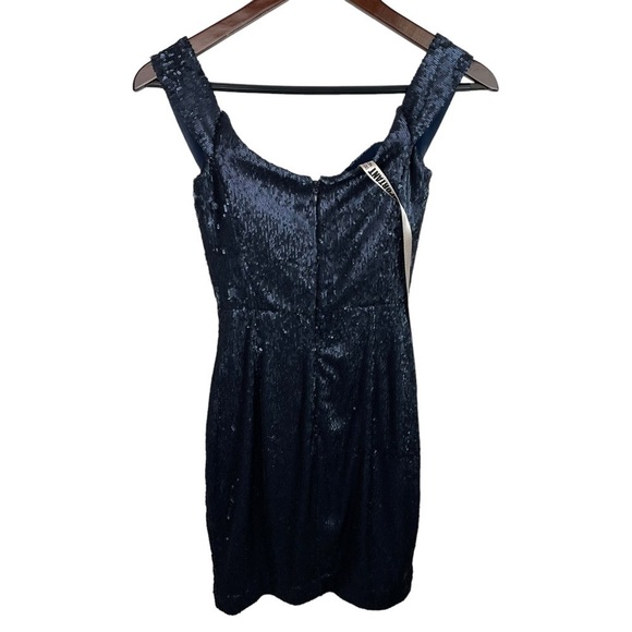House of CB | Dante Navy Sequin Deep V Mini Dress New - Picture 6 of 12